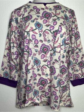 Vintage Upper Level Floral Tunic Top Size 20W Purple Cottagecore Retro 80s